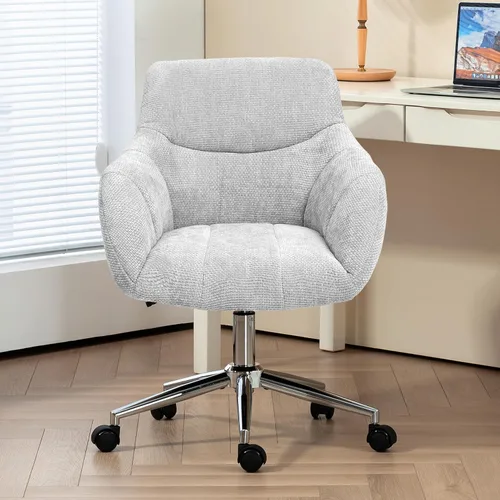 Vista 7 de Sillas de escritorio de oficina en casa, silla giratoria para computadora con ruedas, silla de tocador de escritorio de respaldo medio, silla