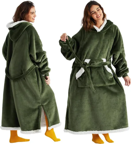 Vista 22 de Bedsure - Manta con capucha portátil, sudadera con capucha larga como regalos de Navidad y cumpleaños para hombres, sudadera con capucha de sherpa