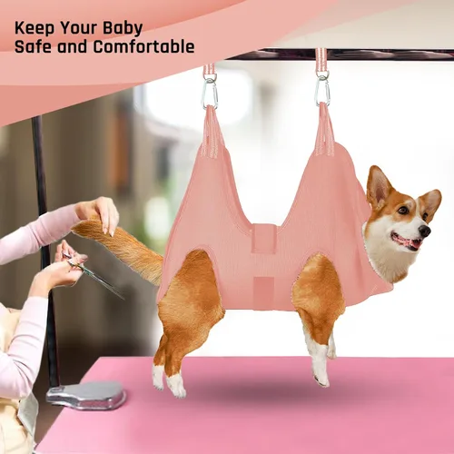 Vista 7 de Potens' Pet Hamaca de aseo para perros con correa de seguridad, hamaca mediana para recortar uñas