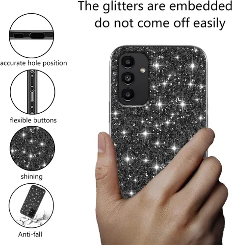 Vista 3 de Compatible con Samsung Galaxy A13 0.18 oz Funda con purpurina a prueba de golpes, funda de teléfono para Galaxy A13 0.18 oz Bling TPU brillante y PC