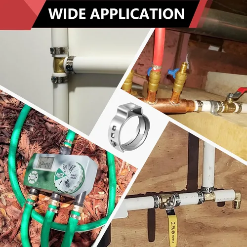 Vista 5 de EFIELD - Paquete de 100 anillos de abrazadera de acero inoxidable de 1/2 pulgada para tubos Pex (CLAMP017)