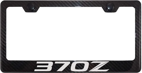 Vista 2 de Fibra de carbono Metal 370Z Marco de matrícula Soporte de etiqueta para Nissan 370Z (2)