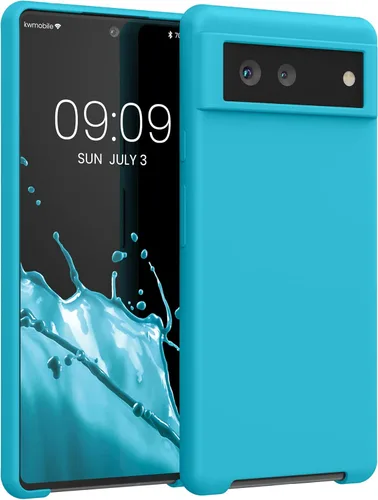 Vista 354 de kwmobile Funda Compatible con Google Pixel 6 Pro - Funda de teléfono de silicona TPU con acabado suave - Azul Arrecife