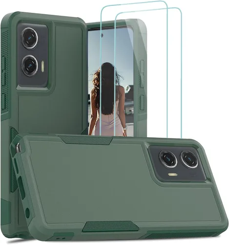 Vista 51 de Jeylly para Moto G Stylus 5G 2021 Funda con [2 Pack] Protector de Pantalla de Vidrio Templado, Protección Grado Militar Anti-Arañazos, Funda