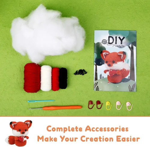 Vista 4 de Mnuizu Kit de ganchillo para principiantes, kit de ganchillo de animales para principiantes con tutoriales en video instructivos y paso a paso