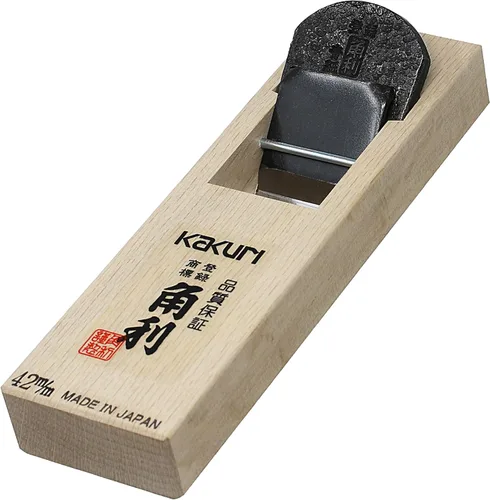 KAKURI Plano de bloque japonés para carpintería 1.654 in, hoja de acero azul Aogami No.2, herramienta profesional para cepillar la mano, fabricada