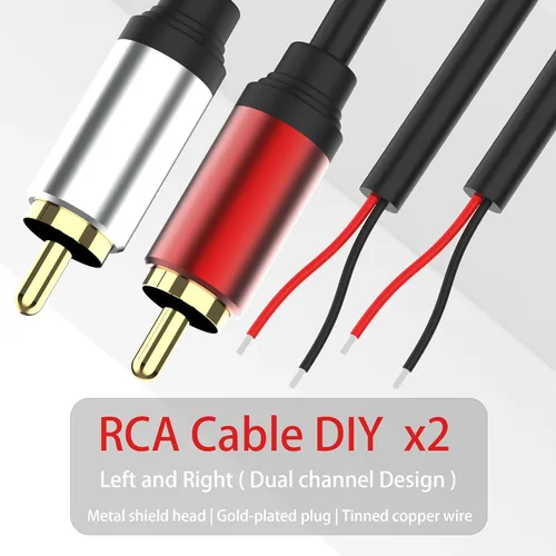 Vista 5 de Cable de altavoz RCA macho de 1 pie, adaptador de conector a cable desnudo, cable de audio y video RCA para amplificador receptor altavoces