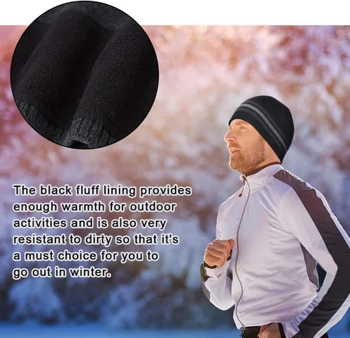 Vista 6 de Sombreros de punto cálidos de invierno para hombre, gorra de punto de cráneo llano