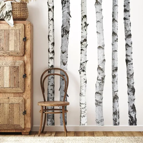 Vista 4 de Calcomanía de pared de árbol gigante de 70 pulgadas, calcomanías de pared de árbol de abedul blanco, calcomanías de árboles grandes, calcomanías