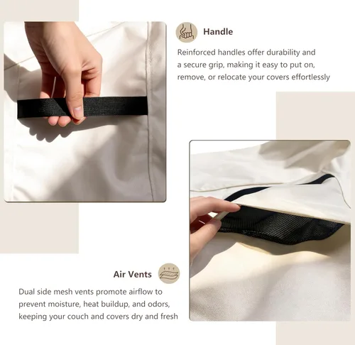 Vista 6 de Fundas para Muebles de Exterior Impermeables Funda para Sofá de Exterior de 3 Plazas, 79 pulgadas de ancho x 38 pulgadas de profundidad x 35