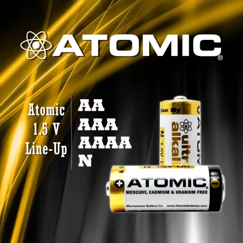 Vista 3 de ATOMIC Baterías ultra alcalinas AA/AAA/AAAA/N-Cell 1.5V (LR6 AM3, LR03 AM4, LR8D425 AM6) (AA, 4 baterías)