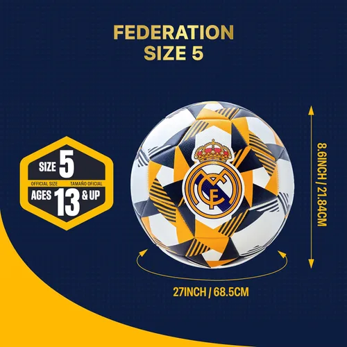 Vista 4 de Icon Sports Balón de fútbol oficial del Real Madrid CF - RM90BL blanco, talla 5