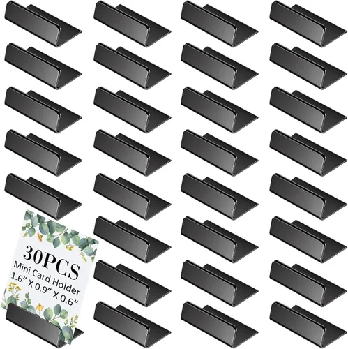 30 Pcs Place Card Holder Regular Black Table Card Holder Table Number Stands Antique Small Signs for Display Price Tags, Food Signs, Reception Party