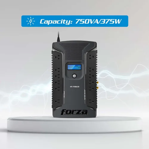Vista 3 de Forza UPS 750VA/450W Línea Interactiva Ininterrumpida Fuente de Respaldo de Batería, 12 Tomacorrientes, AVR, Pantalla LCD, USB, Coaxial, Garantía