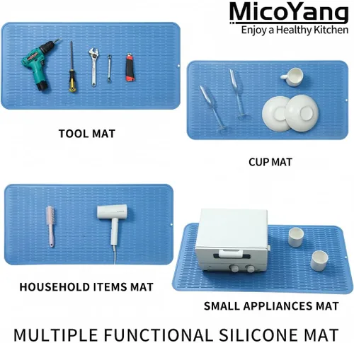 Vista 24 de MicoYang Alfombrilla de Silicona para Secar Platos de Múltiples Usos, Fácil de Limpiar, Ecológica, Alfombrilla de Silicona Resistente al Calor