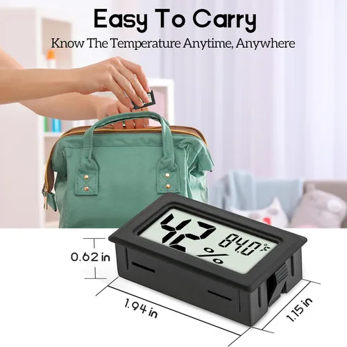 Vista 2 de Mini Higrómetro Medidor de Humedad Interior Higrómetro Termómetros Paquete de 6 Medidores de Humedad Calibrador Higrómetro Mini Termómetro Digital
