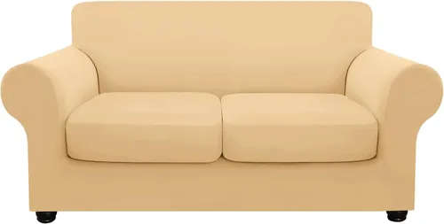 Vista 46 de hyha Funda para sofá, fundas para sofá biplaza, diseño floral, elásticas, estampadas, 3 piezas, fundas para sofá de 2 cojines separados, protector