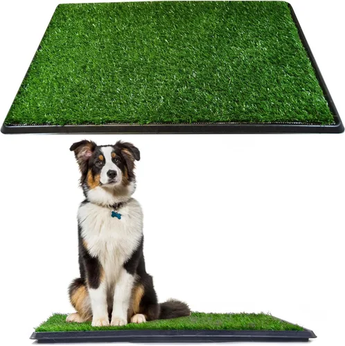Vista 9 de Downtown Pet Supply Almohadilla de césped para perros con bandeja, 16 x 20 pulgadas, sistema de orinal para exteriores e interiores para perros