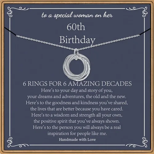 Regalos de cumpleaños para mujer, collar de círculos de cadena de plata de ley para 30, 40, 50, 60, 70, 80, 90, cumpleaños, para mujer de 30, 40,