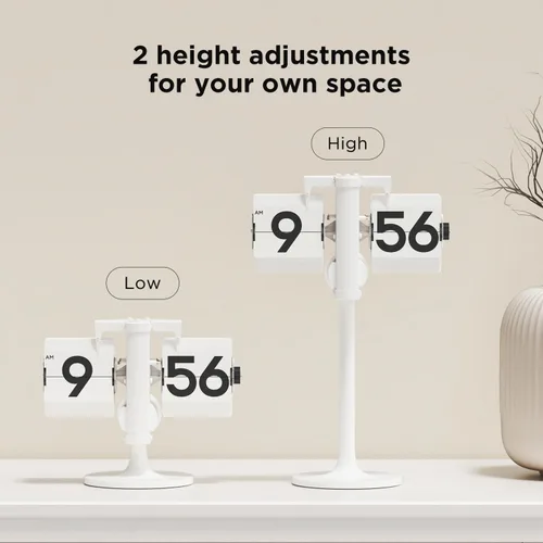 Vista 2 de mooas Reloj de Escritorio Ajustable en Altura con Tapa (Negro), Reloj de Pie Retro Vintage con Diseño Analógico con Tapa, Funciona