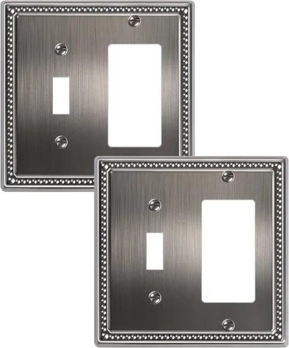 Vista 138 de Paquete de 2 cubiertas de placa de interruptor de luz de doble palanca, cubiertas decorativas de placa de doble interruptor Pearls, placa de pared