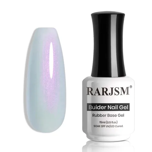 RARJSM - Gel constructor para uñas, perla azul, gel duro en botella, con brillo de concha de sirena, perlas azules, estructura de extensión gruesa,