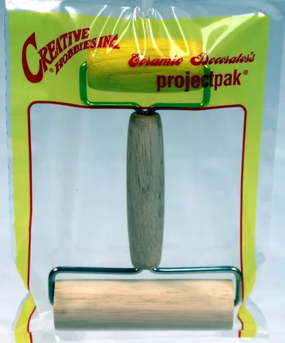 Vista 4 de Creative Hobbies Rodillo de poni de madera dura, herramienta de doble rodillo de diseño 2 en 1 para cerámica, trabajo de arcilla de cerámica