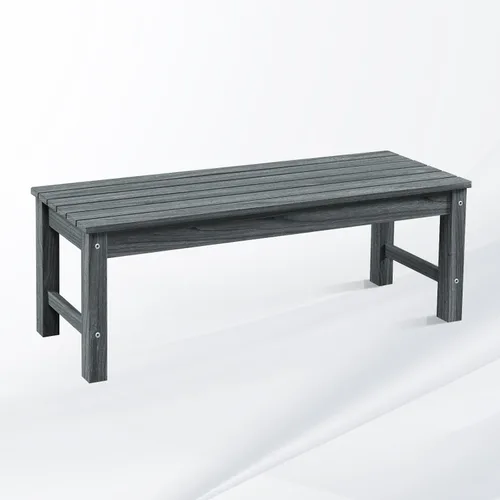 Vista 18 de Psilvam Banco Knight, Banco de dos plazas para exteriores de madera de poliéster para patio sin respaldo, banco de jardín resistente a la intemperie