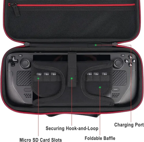 Vista 5 de XORDING Funda compatible con Steam Deck Multifunción, funda de transporte de alta capacidad