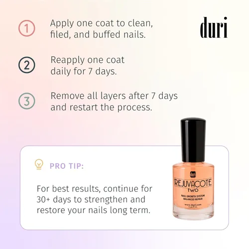 Vista 8 de Duri Rejuvacote 2 uñas base y capa superior de crecimiento de uñas, reparación equilibrada, endurecedor de uñas para pelar, uñas delgadas o frágiles