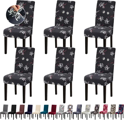 Vista 36 de Fundas para Sillas, Juego de 4 Fundas Elásticas para Sillas de Cocina y Comedor, Fundas Lavables y Extraíbles para Sillas de Comedor para Hogar