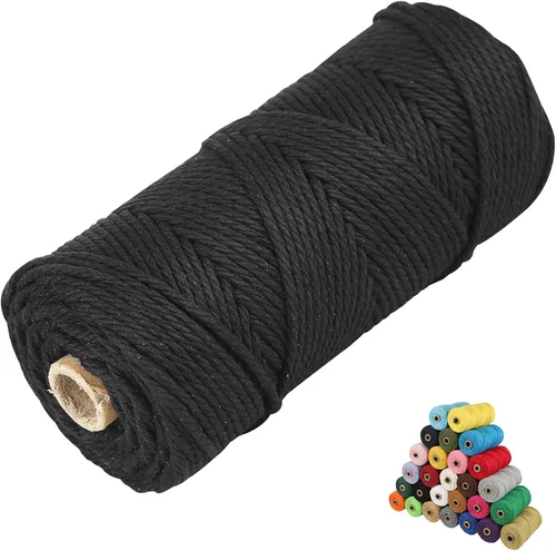 Vista 34 de Cordón de algodón para macramé, hilo torcido de 4 capas, cuerda de algodón natural, suministros perfectos de macramé, para hacer soportes colgantes