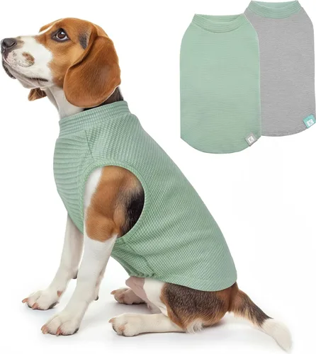 Vista 20 de KYEESE Paquete de 2 camisas para perro con punto gofre, camisetas ligeras sin mangas para perros pequeños, niños y niñas, chaleco transpirable