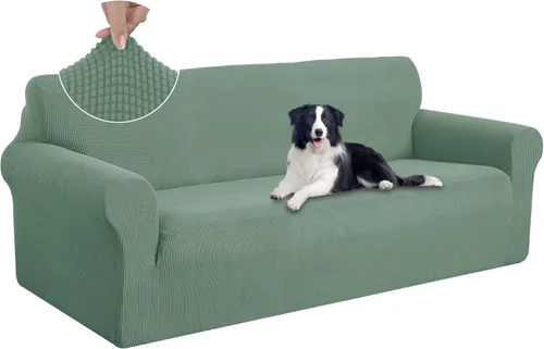 Vista 59 de U-NICE HOME Funda elástica para sofá, lavable, protector de muebles para sofá de 3 cojines, apta para mascotas (sofá, beige)