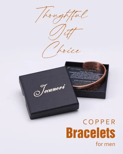 Vista 9 de Jecanori Pulsera de cobre para hombre, pulseras magnéticas de cobre para hombre