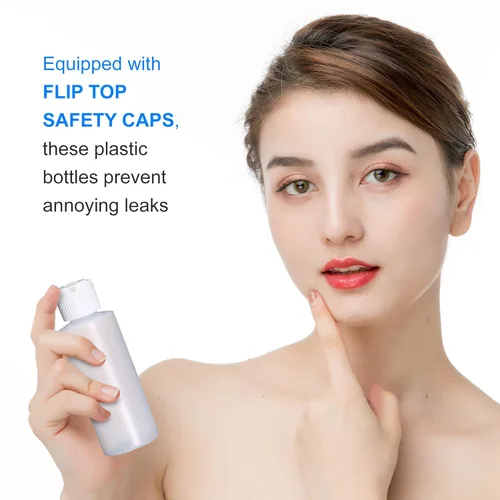 Vista 5 de Botellas cilíndricas de plástico con boquilla de vertido abatible, sin BPA y recipientes recargables, duraderas, a precio asequible, loción