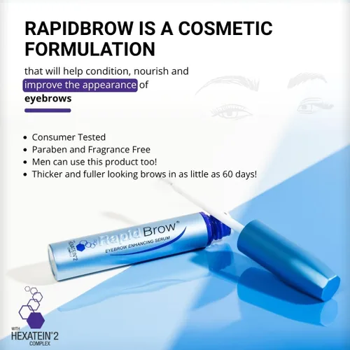 Vista 4 de rapidBrow Suero para mejorar las cejas de 0.1 fl oz - Suero hidratante para cejas visiblemente más gruesas con complejo de hexateína 2