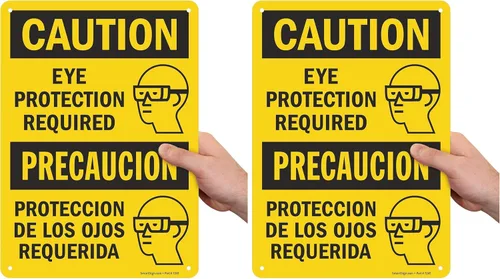 Vista 8 de SmartSign Letrero bilingüe "Precaución - Se requiere protección ocular" Aluminio de 10 x 14 pulgadas
