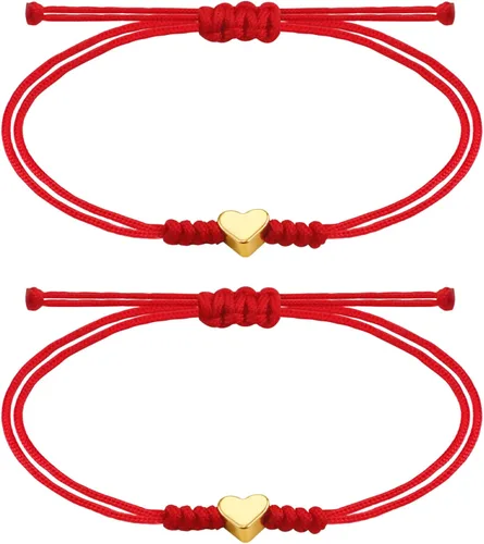 Vista 9 de PEALICIOUS Pulsera de cuerda roja para mujer, pulsera de promesa para él, mamá y yo, joyería de padre e hija para protección como regalo de Navidad