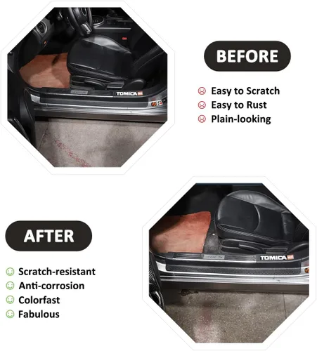 Vista 2 de Protector de umbral de puerta interior y exterior de fibra de carbono seco para Mazda MX-5 NC RF Miata 2009 2010 2011 2012 2013 2014 Juego