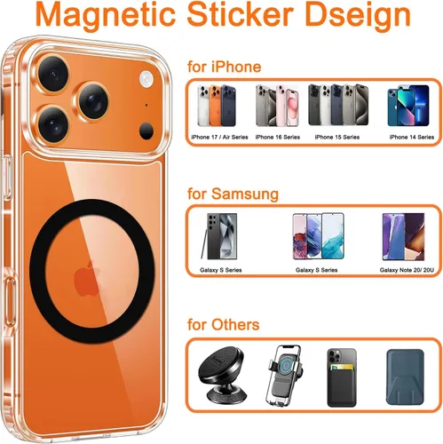 Vista 4 de COJOC 5 piezas para anillo adaptador magnético universal, adhesivo magnético compatible con accesorios de carga inalámbrica Magsafe para iPhone