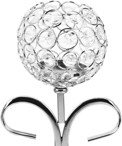 Vista 4 de Portavelas de cristal con 5 brazos plateados, candelabro, centros de mesa para comedor, sala de estar, candelabros, candelabros, decoración