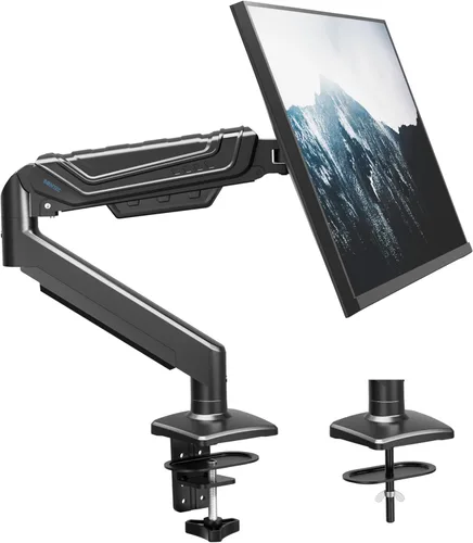 BONTEC Brazo de monitor para pantallas de 15 a 42 pulgadas, soporte ergonómico de resorte de gas para monitor único, soporte de escritorio de
