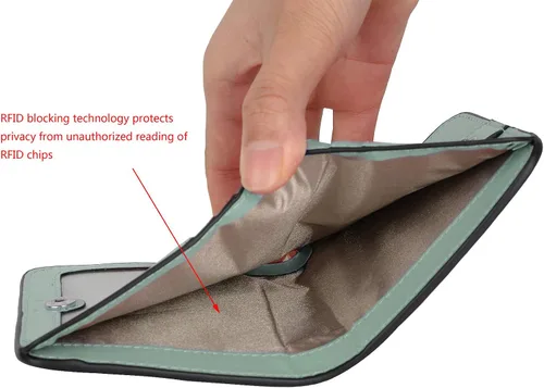 Vista 5 de YALUXE - Cartera de piel auténtica con bloqueo RFID para mujer, tamaño pequeño, compacto, con ventana de identificación, S