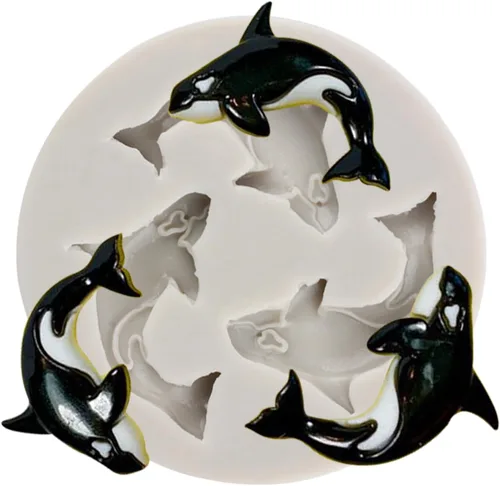 Vista 11 de Moldes de silicona para fondant, molde de caramelo de chocolate con delfín para decoración de pasteles, pasta de goma, arcilla polimérica
