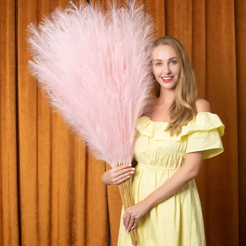 Vista 11 de Decoración de Hierba de Pampas Alta, 43"/110cm Hierba de Pampas Falsa 6 Tallos Grandes Ramas de Hierba de Pampas Altas a Granel Arreglo Floral Boho