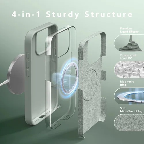 Vista 1318 de GONEZ Funda magnética para iPhone 14, compatible con Magsafe, con protector de pantalla + protector de cámara, forro de microfibra antiarañazos