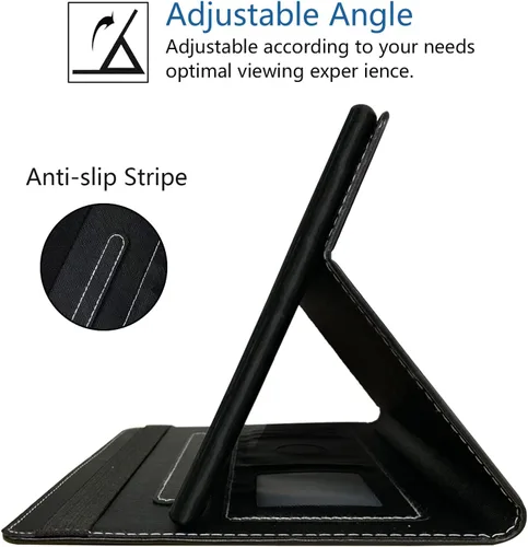 Vista 5 de Funda para tablet Kindle Fire HD 8/Fire HD 8 Plus (12ª/10ª generación, versión 2022/2020), funda delgada de piel sintética con ranura para tarjeta