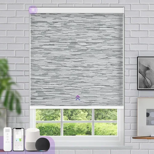 Vista 11 de Astomi - Persianas enrollables motorizadas para ventanas, persianas 100 % opacas para oscurecer la habitación, persianas inteligentes sin cordón