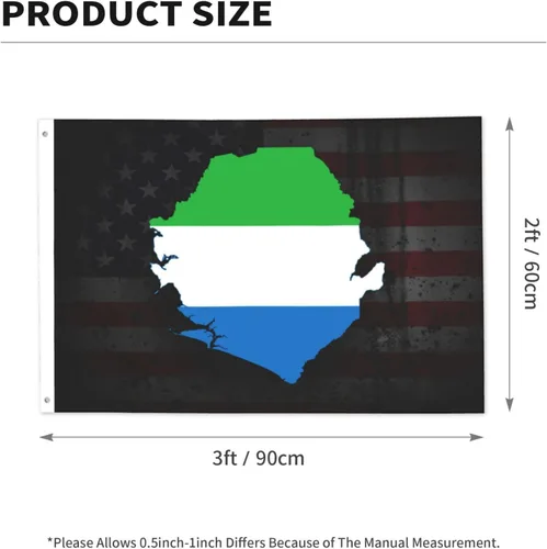 Vista 3 de Sierra Leone Flag Map Premium 2x3FT Flag - Durable and Vibrant Design for Indoor/Outdoor Use
